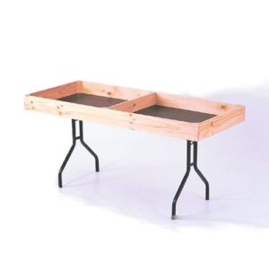 Folding table with timber divider surrounds